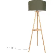 QAZQA Golvlampa med trästativ och grön skärm 50 cm - Lou