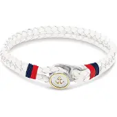 Tommy Hilfiger Tommy Jeans Gold Plated Nautical Charm White Leather Bracelet