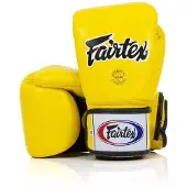 Super Merchant Fairtex Äkta Läder Boxningshandskar BGV1 Andningsbara Gula 12oz