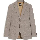 BOSS Slim-fit blazer in a patterned virgin-wool blend