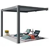 PRIMEYARD 3x3 väggpergola i antracit, med lamelltak i antracit