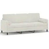 vidaXL 3-sitssoffa med prydnadskuddar gräddvit 180 cm sammet