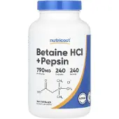 Nutricost Betainhydroklorid + pepsin, 240 kapslar