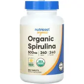 Nutricost Ekologisk Spirulina, 500 mg, 240 tabletter