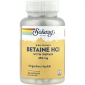 Solaray Hög Potens Betain Hcl med Pepsin, 650 mg, 100 Vegetabiliska Kapslar