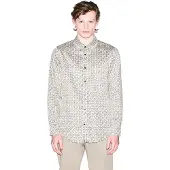 Armani Exchange för män. XM001942AF19194F1165 Mjuk beige skjorta (M), Casual, Bomull, Klassisk, Lång ärm