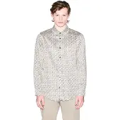 Armani Exchange för män. XM001942AF19194F1165 Mjuk beige skjorta (XXL), Casual, Bomull, Klassisk, Lång ärm