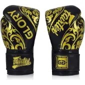 Super Merchant Fairtex äkta läder boxningshandskar BGVG2 Svart 12oz