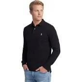 Ralph Lauren för män. 710680790045 Custom Slim Fit piké pikétröja svart (M), Casual, Bomull, Lång ärm