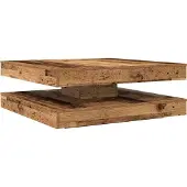 vidaXL Soffbord 360 grader vridbart åldrat trä 90x90x34,5 cm