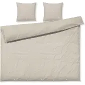Juna dubbelt påslakanset 200x220 cm - 100% ekologisk bomull - Daisy sand med broderade blommor