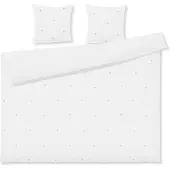 Juna dubbelt påslakan 200x220 cm - 100% ekologisk bomull - Daisy vit med broderade blommor
