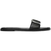 HUGO Leather slides with logo buckle