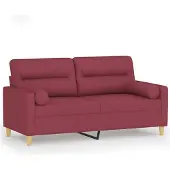 vidaXL 2-sits soffa med prydnadskuddar vinröd 140 cm tyg