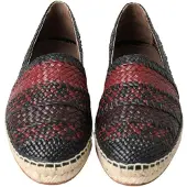 Dolce&Gabbana Svart Bordeaux Buffelläders Espadrilloskor