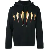 Neil Barrett Thunder Flame Lightning Bolt Logo Svart Hoodie