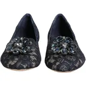 Dolce&Gabbana Blue Taormina Spets Kristall Lätsskor
