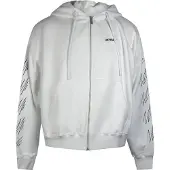 OFF-WHITE Stitch Diags Dragkedja Skate Hoodie Vit