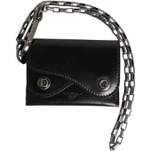 Dolce&Gabbana Svart Cavallo Läderplånbok Med Kedja Fällbart Kortfodral