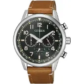 Citizen Eco-Drive Kronograf Läderarmband Grön Urtavla CA4420-21X 100M Herrklocka grön