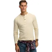 Superdry Lite Textured Grandad T-shirt Med Lång ärm