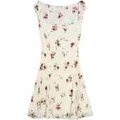 Bershka Sommarklänning ecru / mörkgrön / gammalrosa / mörkröd