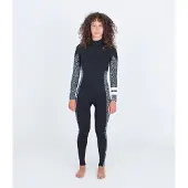 Hurley Plus Printed 4/3 Mm Våtdräkt I Neopren För Dam Med Långa ärmar Och Dragkedja I Bröstet