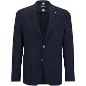 BOSS Slim-fit blazer in micro-patterned stretch wool