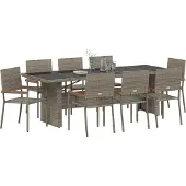 vidaXL Trädgårdsmöbelset 11 pcs Beige konstrotting