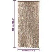 vidaXL Insektsgardin, Beige och Mörkbrun, 90x220 cm, Chenille