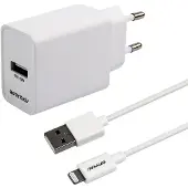 Essentials USB-laddare 12W MFI med USB till Lightning-kabel - Vit