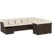 vidaXL Loungegrupp 10 delar med brun dynor konstrotting