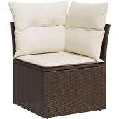 vidaXL Loungegrupp 10 delar med brun dynor konstrotting
