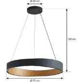 LUCANDE Pendellampa Daelor , dimbar, Svart, Vardagsrum / matsal, Metall, Design