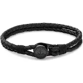 Tommy Hilfiger Ionic Plated Nautical Charm Black Leather Bracelet