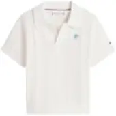 Tommy Hilfiger Crochet Open Placket Polo Top