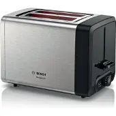 Bosch DesignLine TAT4P420 - Brödrost - 2 skiva - 2 Kortplatser - rostfritt stål/svart