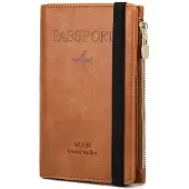 INF Slim RFID-blockerande passfodral - reseplånbok med flera fack LightBrown