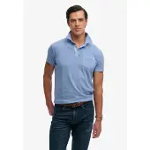 Superdry för män. M1110486A Polo Classic Bomull Linne blå (L), Casual, Kort ärm