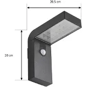 PRIOS Utomhus vägglampa med rörelsesensor Aurino , Svart, Aluminium / grå / zink