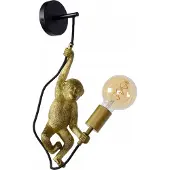 Lucide Design vägglampa Extravaganza Chimp, dimbar, Mässing / guld, Vardagsrum / matsal, Syntetmaterial, Design, Vägglampa, vägglampa inomhus