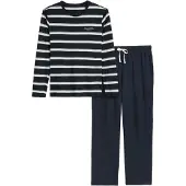 Marc O'Polo Pyjamas lång marinblå / ullvit