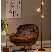Lucide Golvlampa Upton, Svart, Vardagsrum / matsal, Glas, Modern, Golvlampa