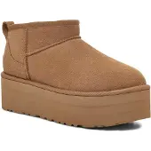 Ugg för kvinnor. 1135092 Ankelstövlar i läder W Classic Ultra Mini Platform brun (41), Hud, 3 till 5 cm, Ingen, Casual