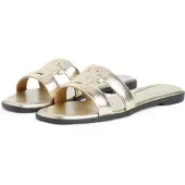 Tommy Hilfiger Metallic Leather Slip On Mules