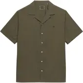 Superdry för män. M4011138A Cabana grönbrun skjorta (L), Casual, Bomull, Kort ärm