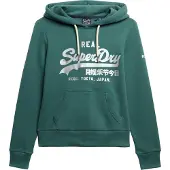 Superdry för kvinnor. W2012569A Metallic grön luvtröja (XL), Casual, Bomull