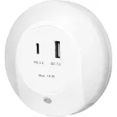 Logilink Nattlampa LED skymningssensor Laddare 18W PD QC