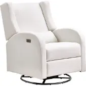 Vevor Electronic Power Recliner och Swivel Glider, 113,4 kg Vikt Kapacitet Swivel Glider Liggstol med justerbar vinkel, Polyester Surface Recliner Rocker för vardagsrum, sovrum, off White