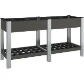 vidaXL Upphöjd trädgårdssäng med hylla Grå 150x50x75 cm WPC 362571